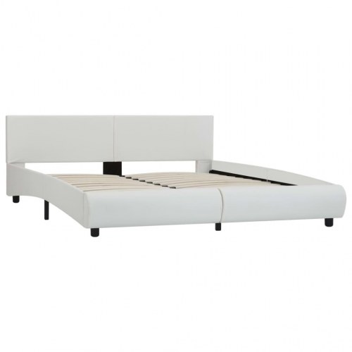 Sengestel med LED 160 x 200 cm kunstlæder - hvid