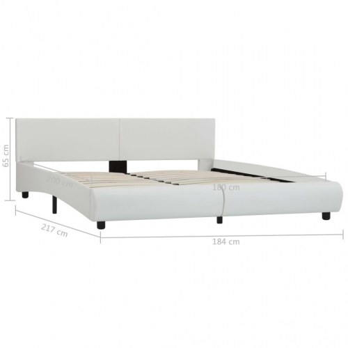 Sengestel med LED 160 x 200 cm kunstlæder - hvid