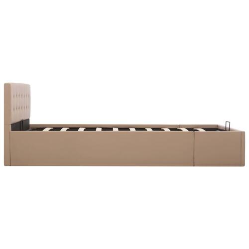 Hydraulisk opbevaringsseng 140 x 200 cm kunstlæder cappuccino