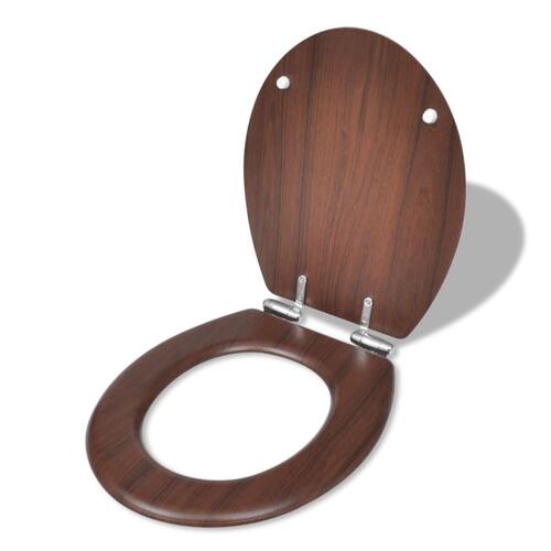 Toiletsæde MDF soft close-låg enkelt design brun