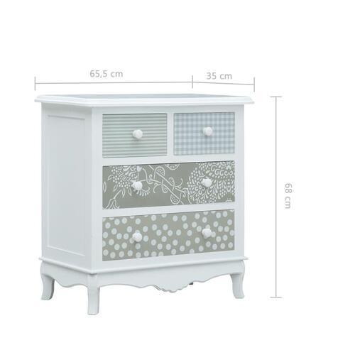 Skænk med 4 skuffer 65,5 x 35 x 68 cm MDF hvid og grå