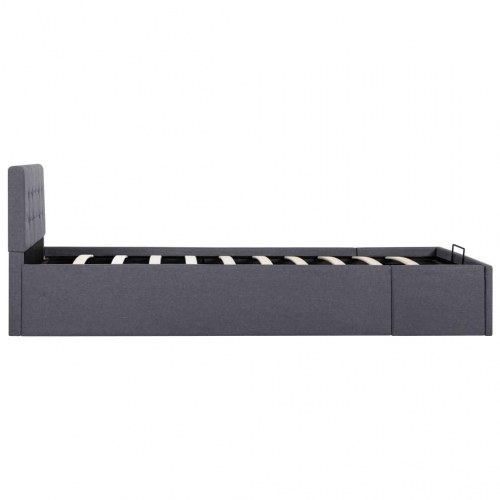 Hydraulisk opbevaringsseng 100 × 200 cm - stof, mørkegrå