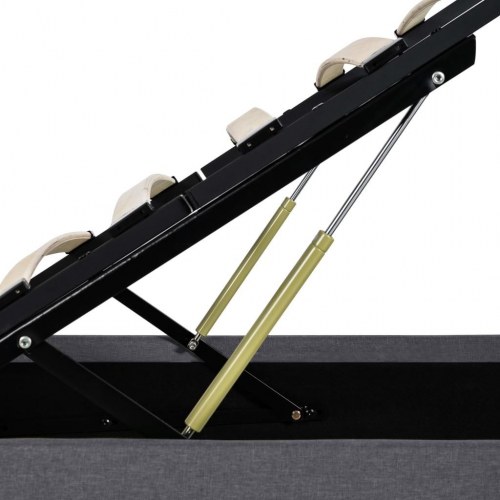 Hydraulisk opbevaringsseng 100 × 200 cm - stof, mørkegrå
