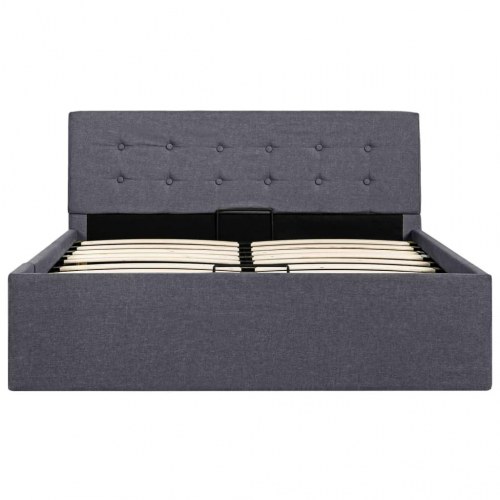 Hydraulisk opbevaringsseng 120 x 200 stof mørkegrå