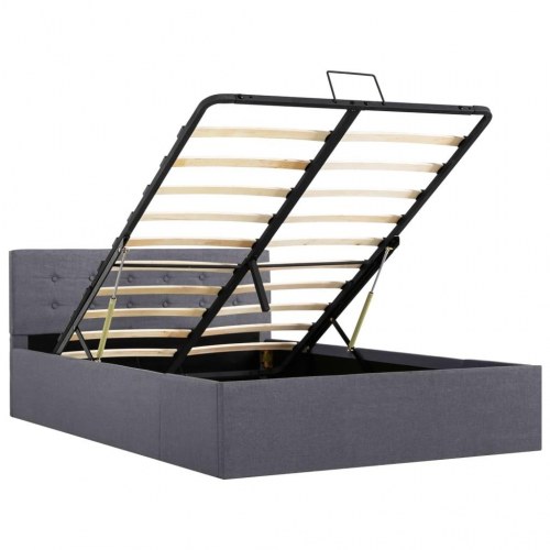 Hydraulisk opbevaringsseng 120 x 200 stof mørkegrå