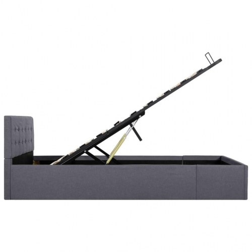 Hydraulisk opbevaringsseng 120 x 200 stof mørkegrå