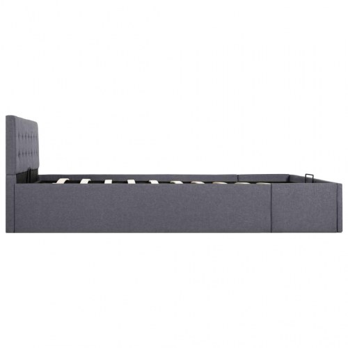 Hydraulisk opbevaringsseng 140 × 200 cm - stof, mørkegrå