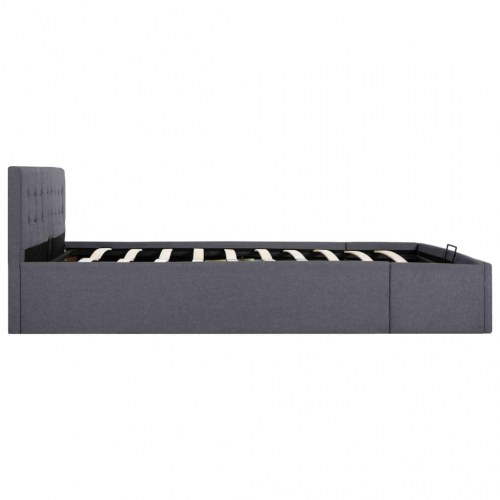 Hydraulisk opbevaringsseng 160 x 200 cm - stof, mørkegrå