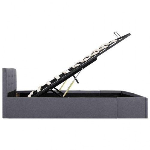 Hydraulisk opbevaringsseng 180 × 200 cm - stof, mørkegrå