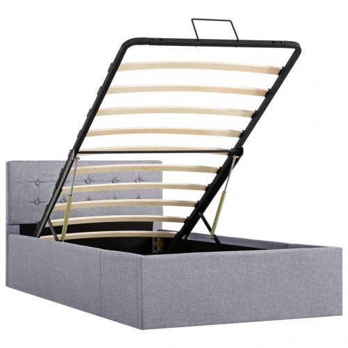 Hydraulisk opbevaringsseng 100 x 200 - stof, lysegrå