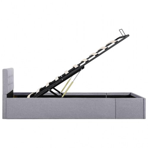 Hydraulisk opbevaringsseng 100 x 200 - stof, lysegrå