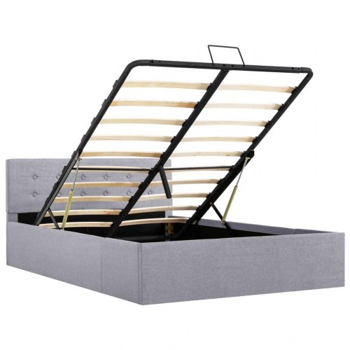 Hydraulisk opbevaringsseng 120 × 200 - stof, lysegrå