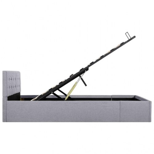 Hydraulisk opbevaringsseng 120 × 200 - stof, lysegrå