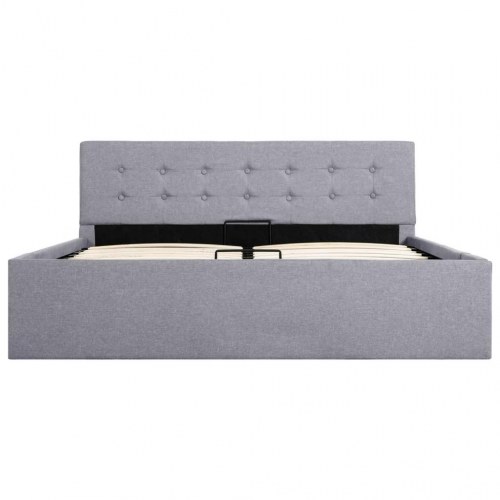 Hydraulisk opbevaringsseng 140 x 200 stof lysegrå