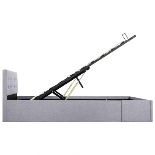 Hydraulisk opbevaringsseng 140 x 200 stof lysegrå