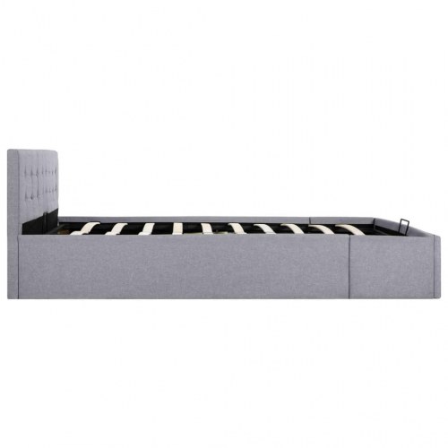 Hydraulisk opbevaringsseng 160 x 200 cm - stof, lysegrå
