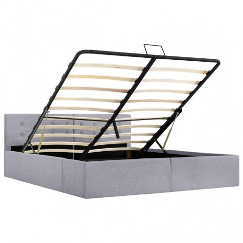Hydraulisk opbevaringsseng 160 x 200 cm - stof, lysegrå