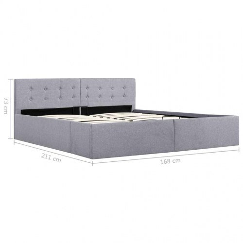 Hydraulisk opbevaringsseng 160 x 200 cm - stof, lysegrå
