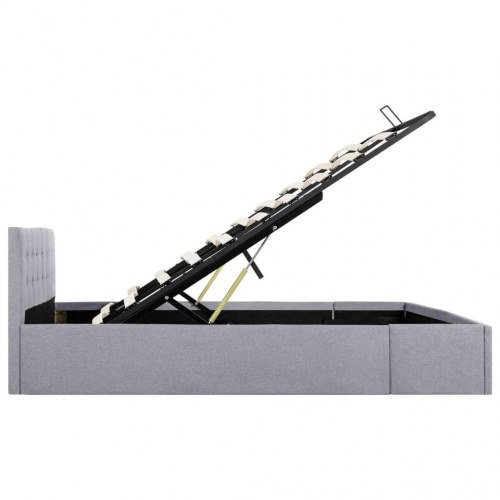 Hydraulisk opbevaringsseng 180 × 200 cm - stof, lysegrå