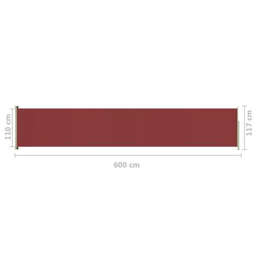 Sammenrullelig sidemarkise til terrassen 117x600 cm rød