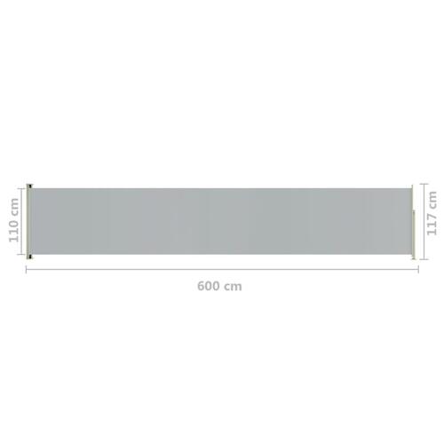 Sammenrullelig sidemarkise til terrassen 117x600 cm grå