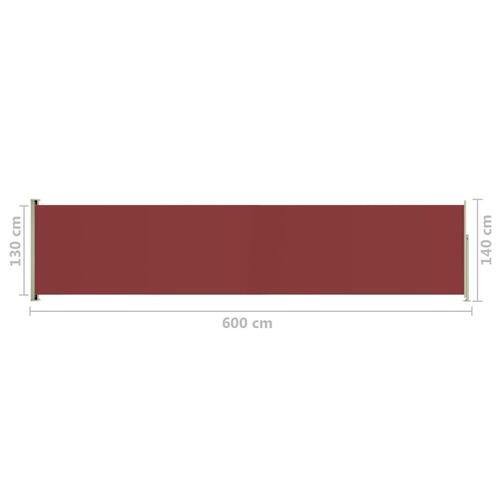 Sammenrullelig sidemarkise til terrassen 140x600 cm rød