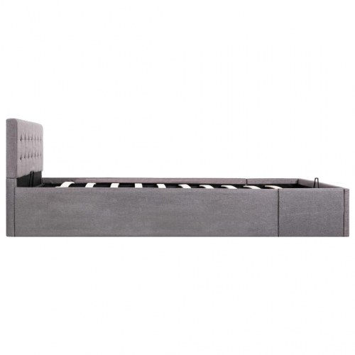 Hydraulisk opbevaringsseng 140 x 200 cm - stof, gråbrun