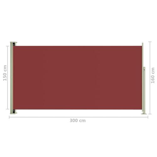 Sammenrullelig sidemarkise til terrassen 160 x 300 cm rød