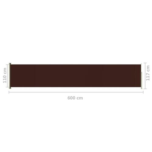 Sammenrullelig sidemarkise til terrassen 117x600 cm brun