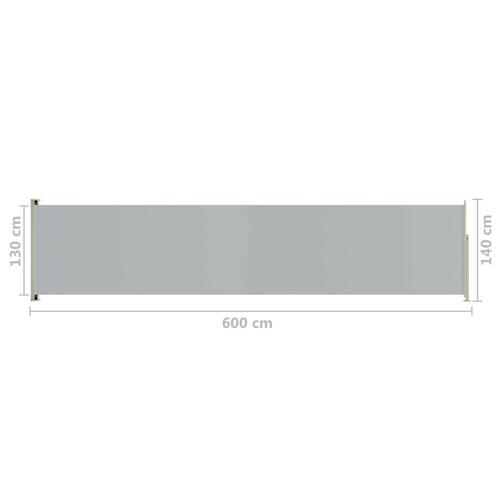 Sammenrullelig sidemarkise til terrassen 140x600 cm grå