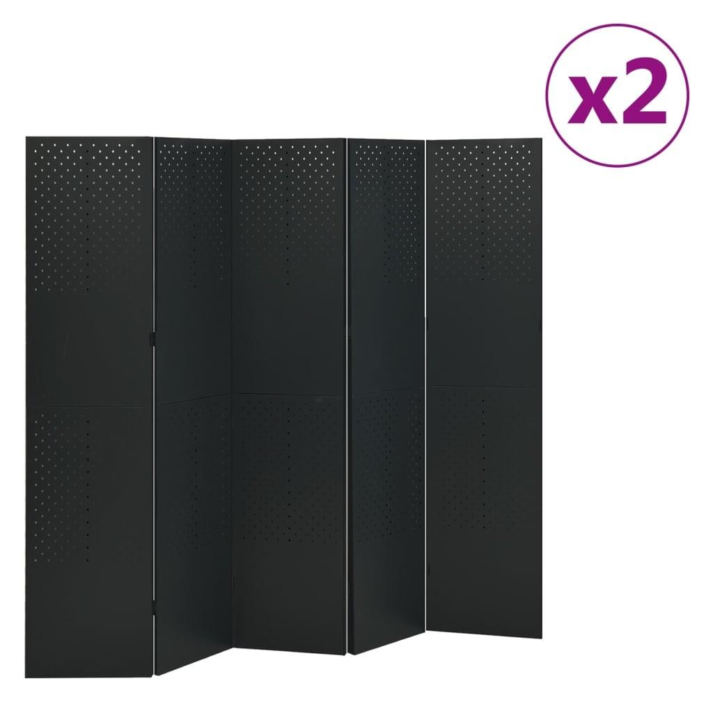 5-panels rumdeler 2 stk. 200x180 cm stål sort