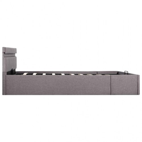 Hydraulisk opbevaringsseng med LED - 120x200 cm, stof gråbrun