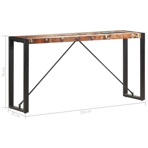 Konsolbord 150 x 35 x 76 cm massivt genbrugstræ