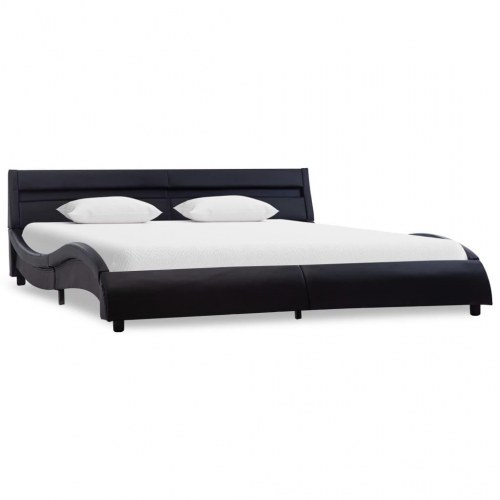 Sengestel med LED 140x200 cm kunstlæder sort