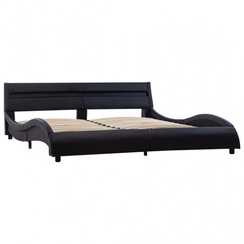 Sengestel med LED 140x200 cm kunstlæder sort