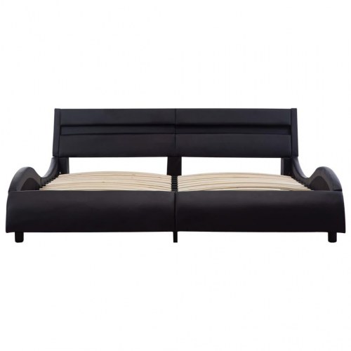 Sengestel med LED 140x200 cm kunstlæder sort