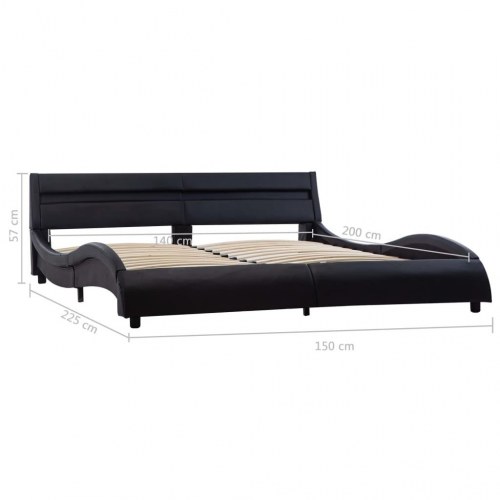 Sengestel med LED 140x200 cm kunstlæder sort