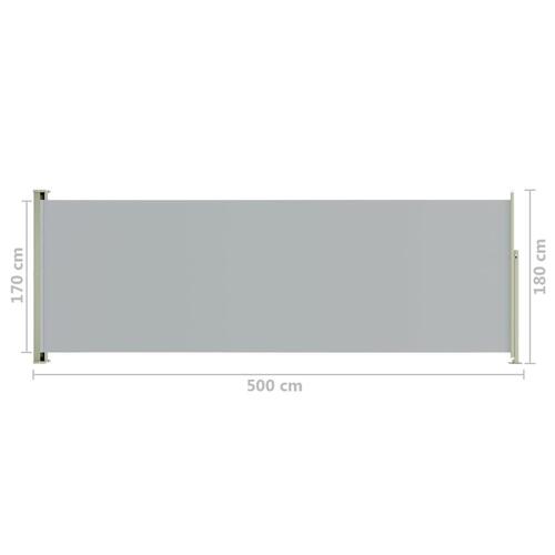 Sammenrullelig sidemarkise til terrassen 180x500 cm grå
