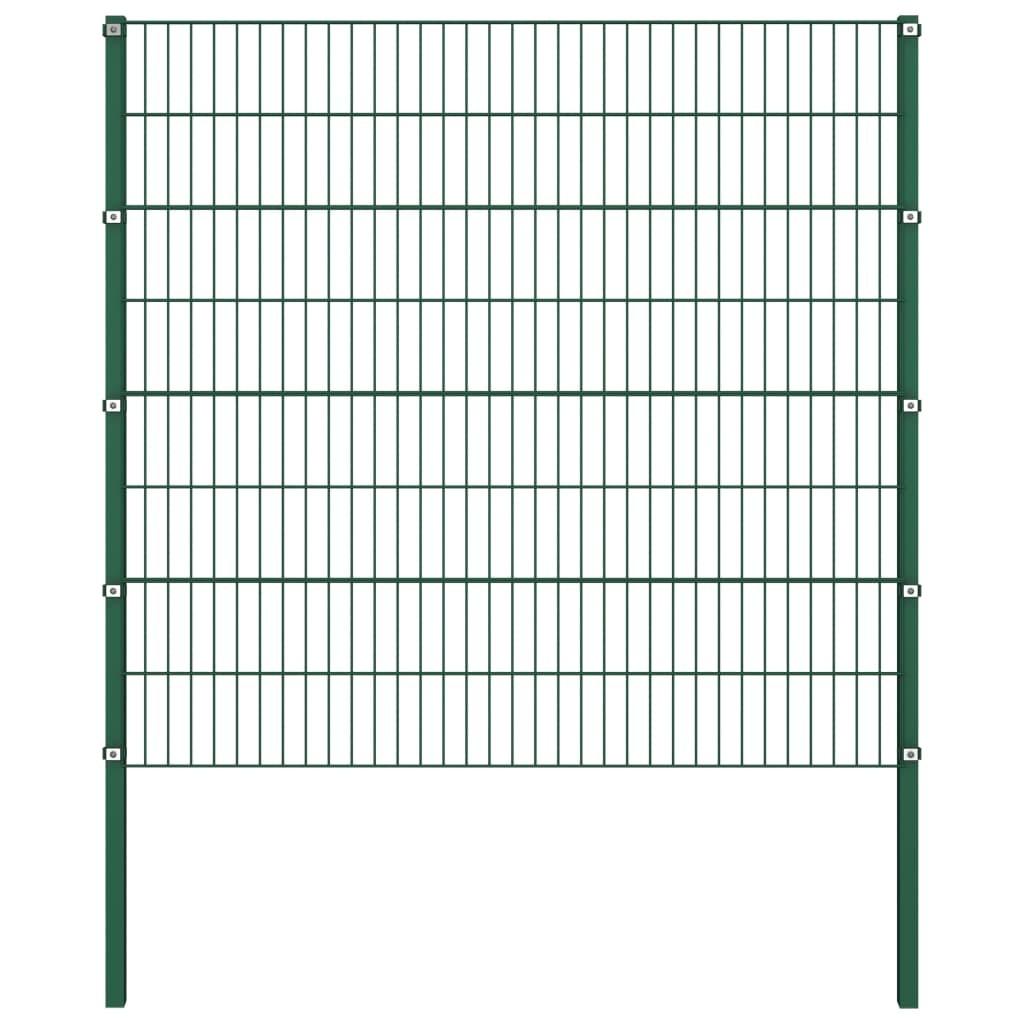 Hegnspanel med stolper 1,7 x 1,6 m jern grøn
