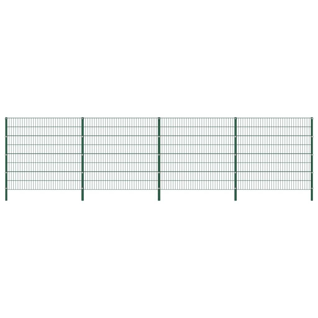 Hegnspaneler med stolper 6,8 x 1,6 m jern grøn