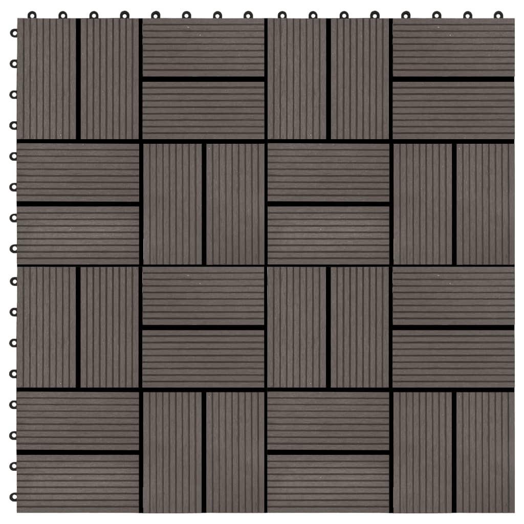 Terrassefliser 22 stk. 30 x 30 cm 2 m2 WPC mørkebrun