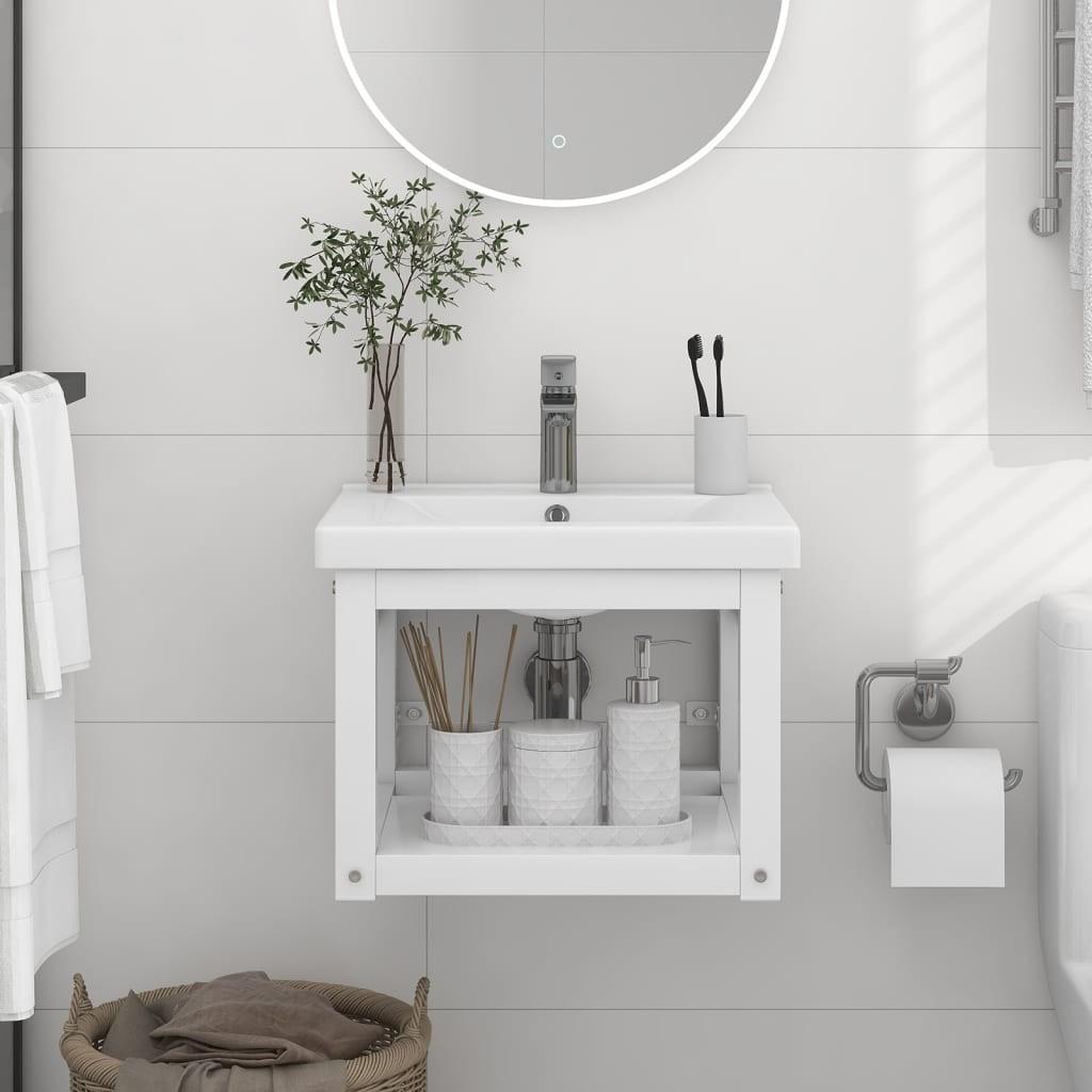 Væghængt badeværelsesmøbel til håndvask 40x38x31 cm jern hvid