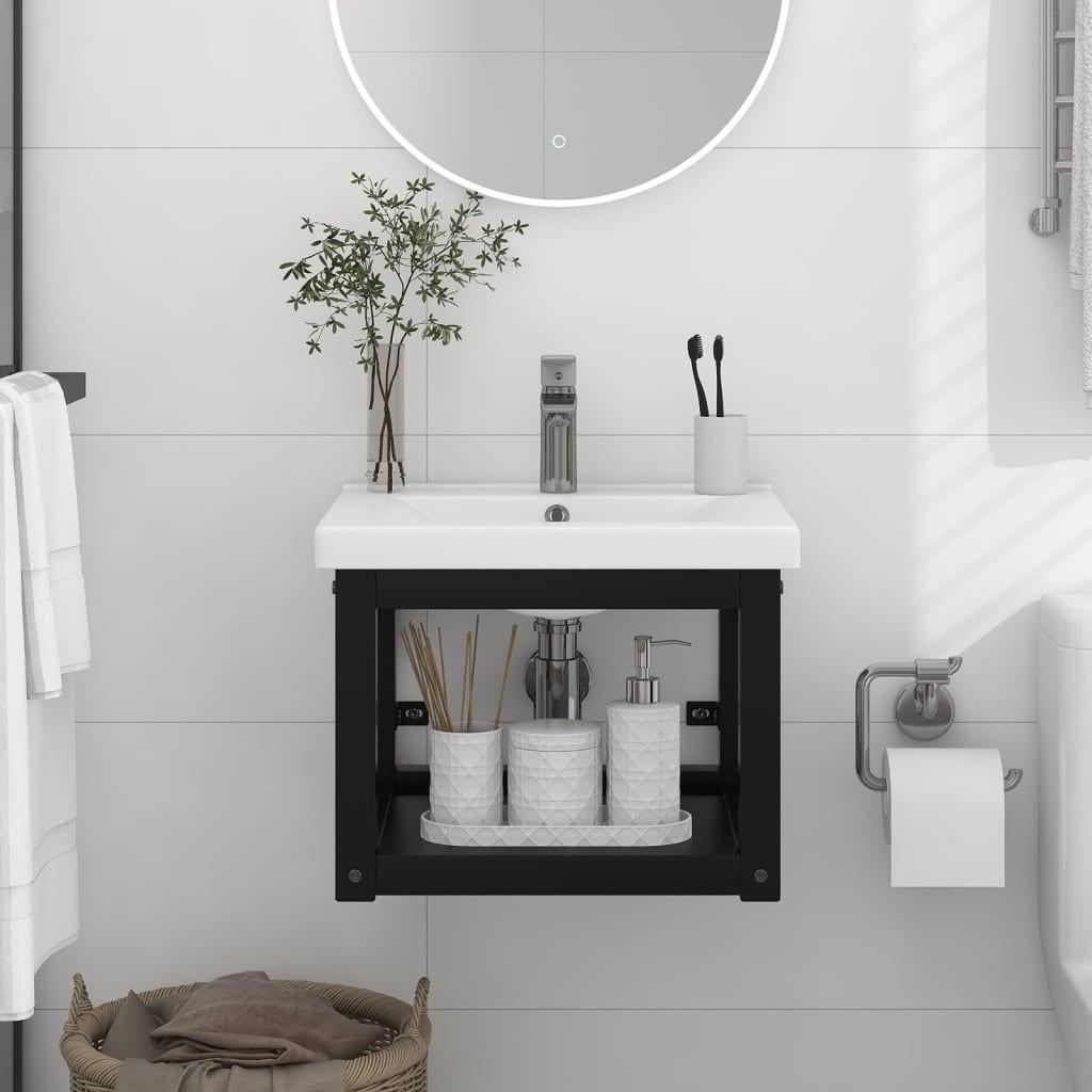 Væghængt badeværelsesmøbel til håndvask 40x38x31 cm jern sort