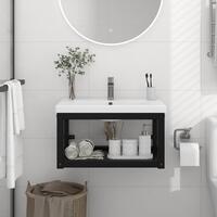 Væghængt badeværelsesmøbel til håndvask 59x38x31 cm jern sort