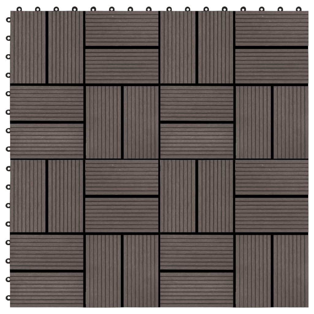 Terrassefliser 11 stk. WPC 30 x 30 cm 1 m2 mørkebrun