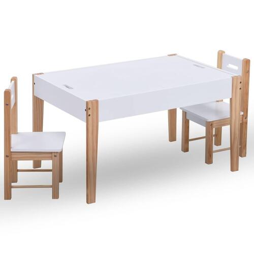 Bord- og stolesæt med opbevaring til børn 3 dele sort og hvid
