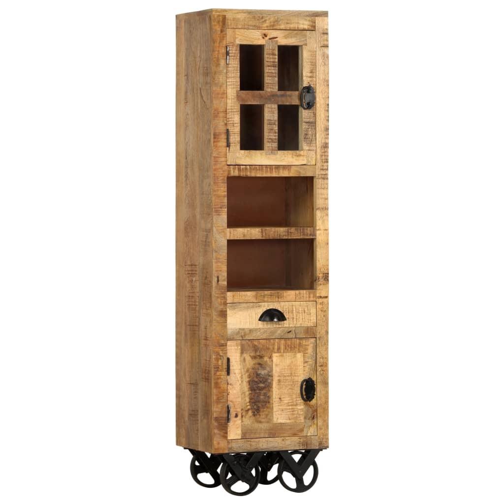Højskab på hjul 38 x 30 x 143 cm massiv ru mangotræ