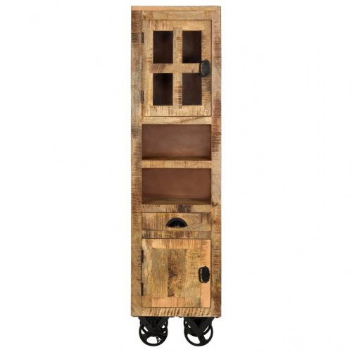 Højskab på hjul 38 x 30 x 143 cm massiv ru mangotræ