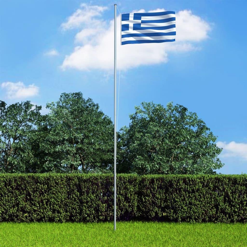 Grækenlands flag og flagstang 6,2 m aluminium