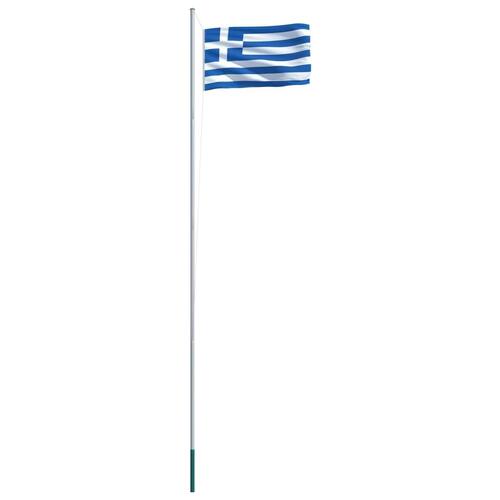 Grækenlands flag og flagstang 6,2 m aluminium